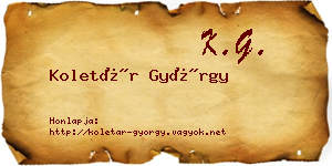 Koletár György névjegykártya