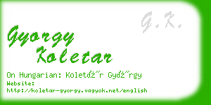 gyorgy koletar business card